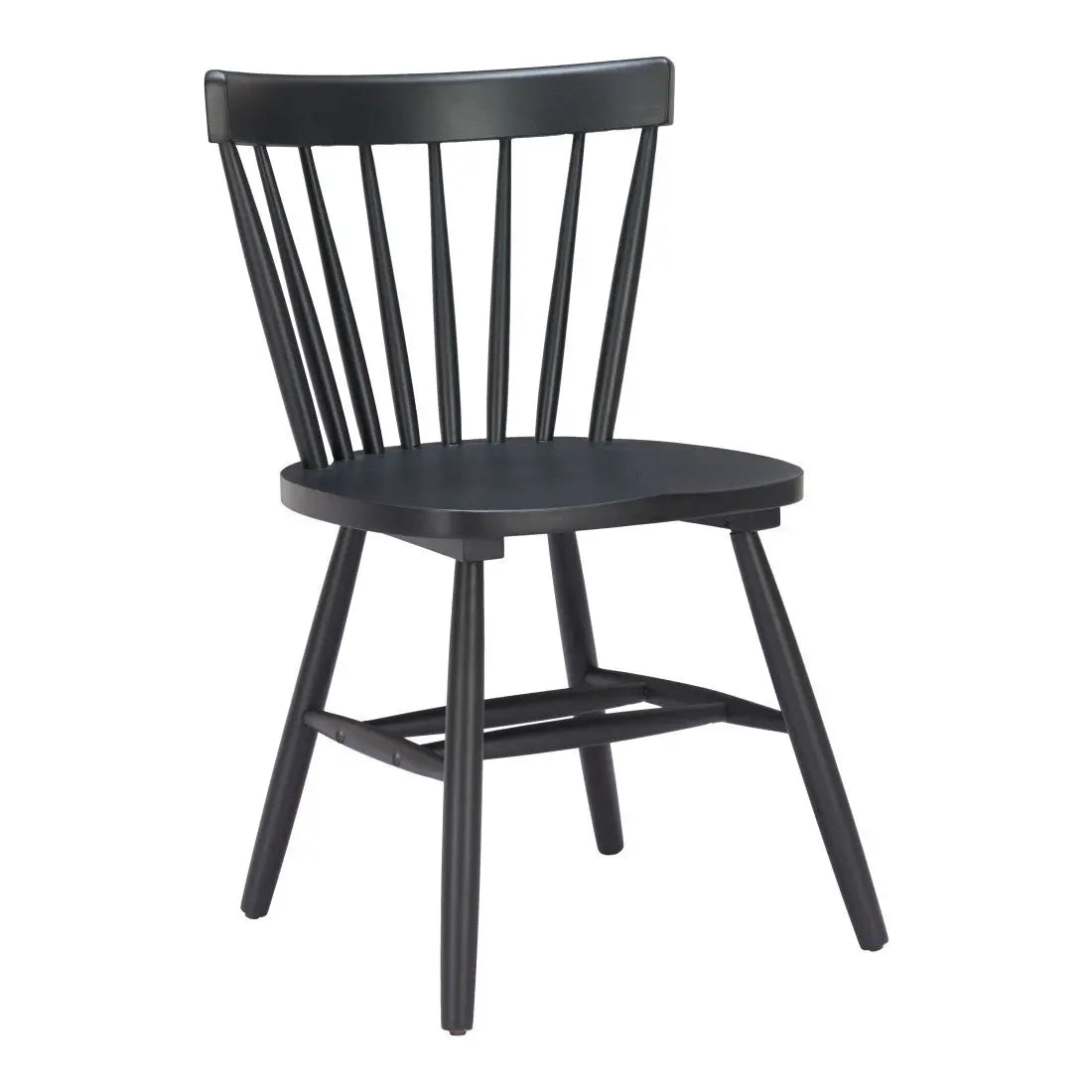 Set of Two Black Solid Wood Slat Back Dining Side Chairs Homeroots Kitchen & Dining