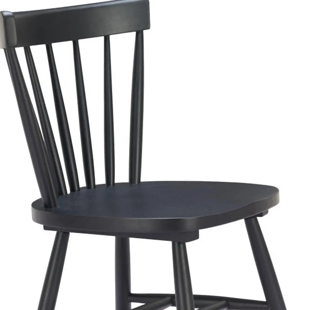 Set of Two Black Solid Wood Slat Back Dining Side Chairs Homeroots Kitchen & Dining