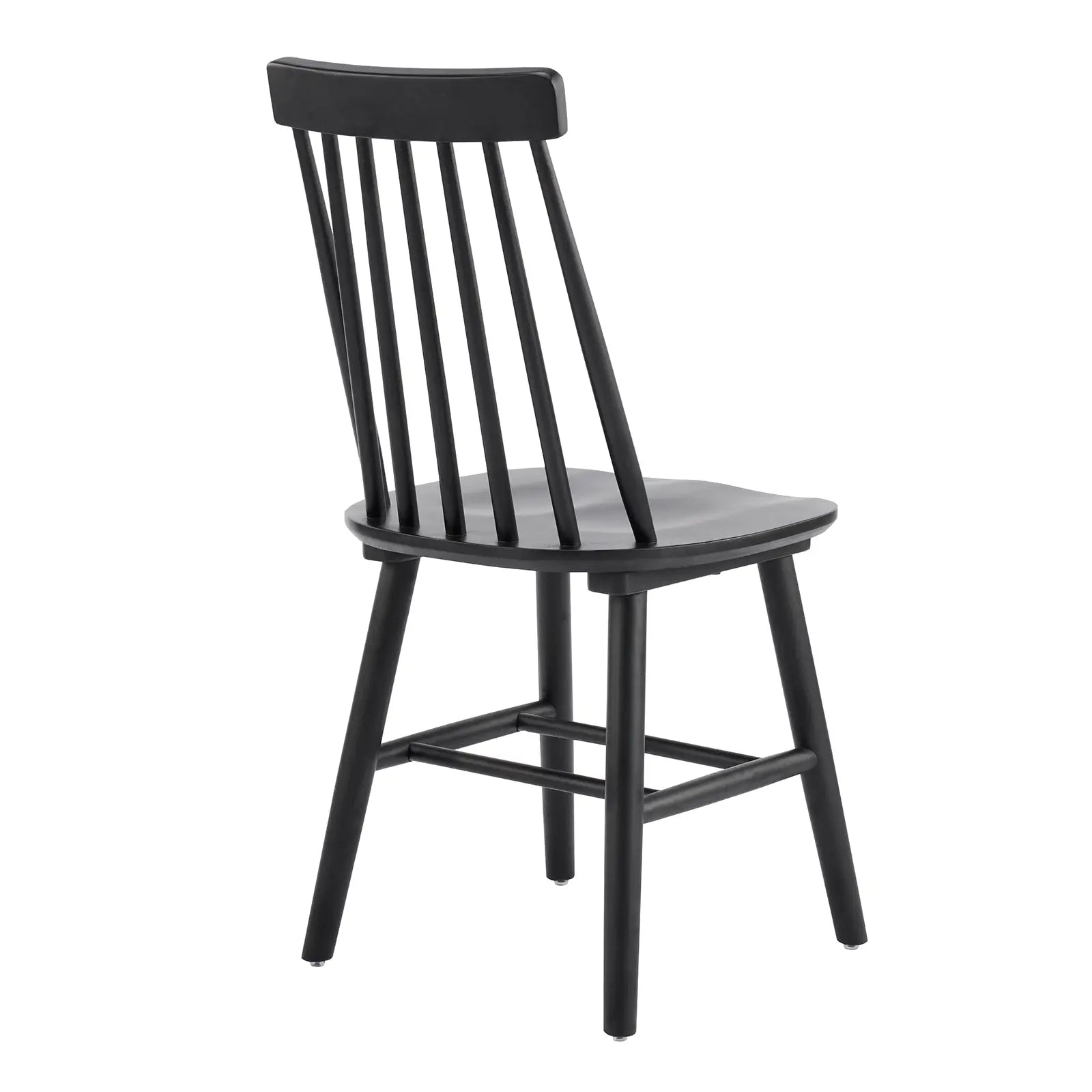 Set of Two Black Solid Wood Windsor Back Dining Side Chairs Homeroots Kitchen & Dining