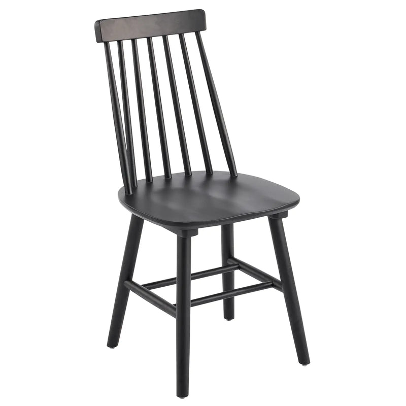 Set of Two Black Solid Wood Windsor Back Dining Side Chairs Homeroots Kitchen & Dining