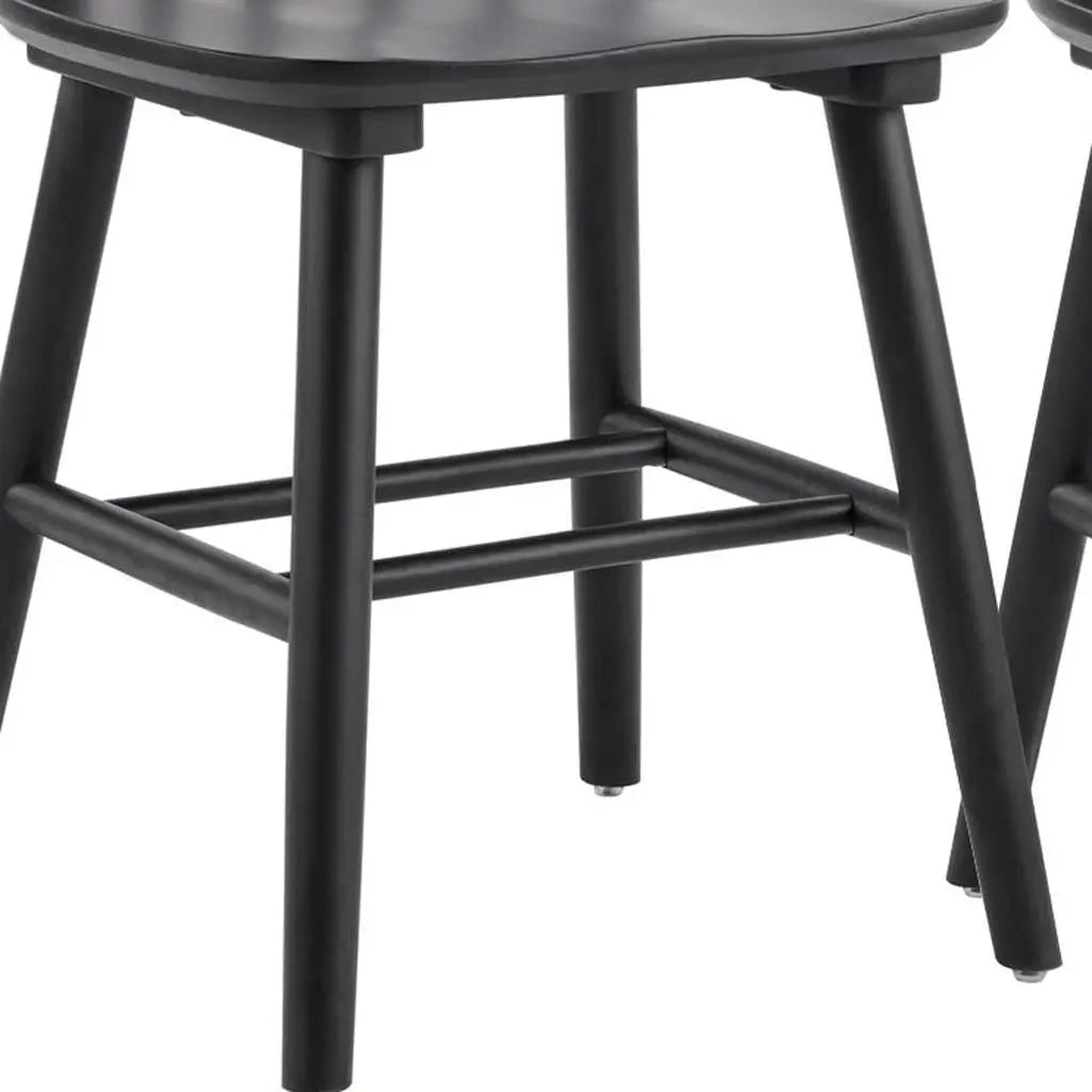 Set of Two Black Solid Wood Windsor Back Dining Side Chairs Homeroots Kitchen & Dining