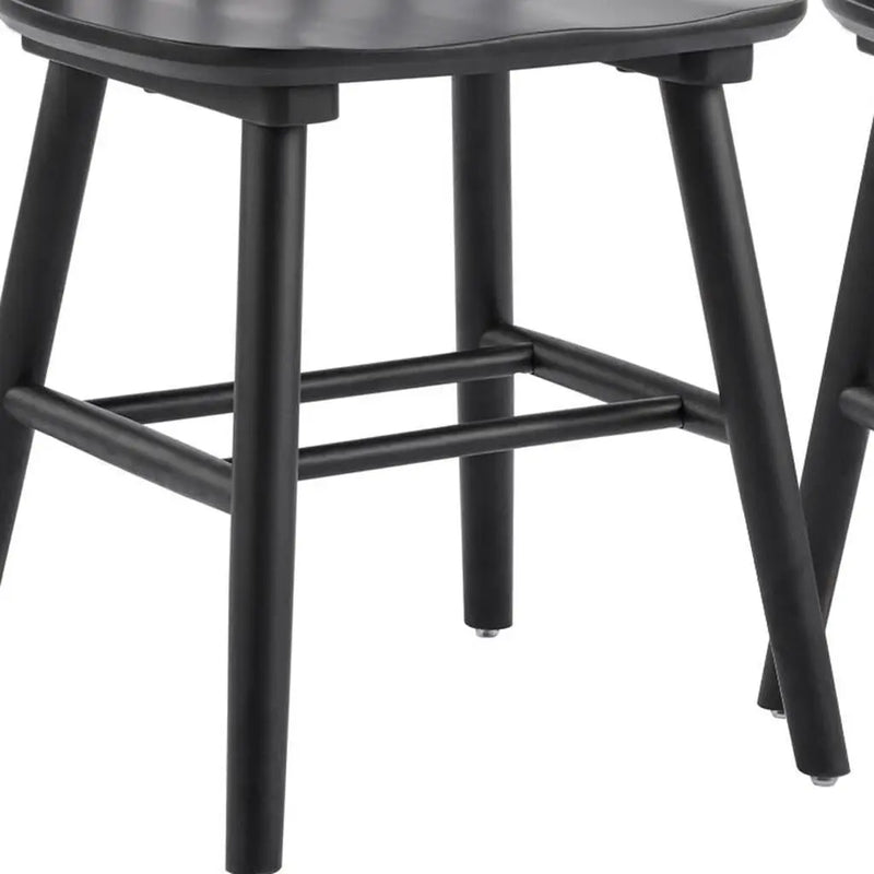 Set of Two Black Solid Wood Windsor Back Dining Side Chairs Homeroots Kitchen & Dining