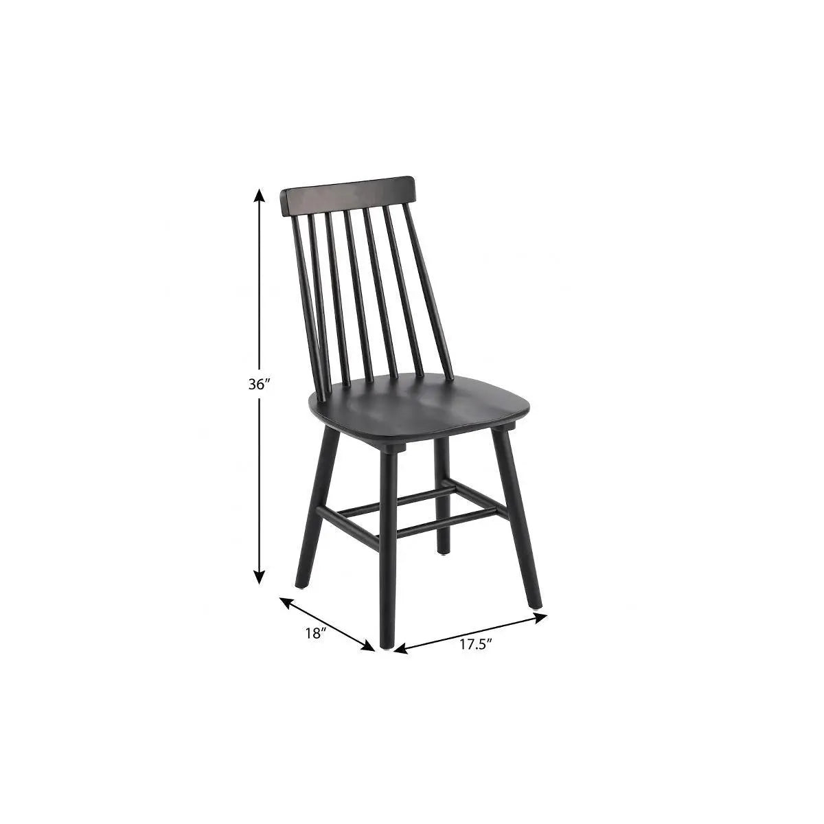 Set of Two Black Solid Wood Windsor Back Dining Side Chairs Homeroots Kitchen & Dining
