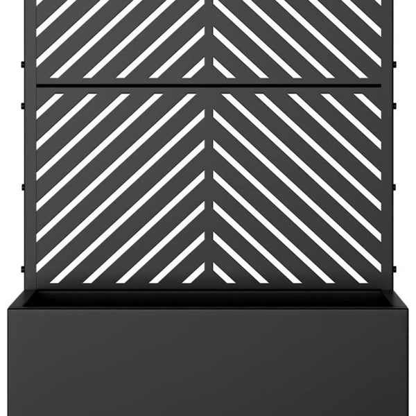 Set of Two Black Striped Galvanized Metal Oval Planter Box Homeroots Outdoor