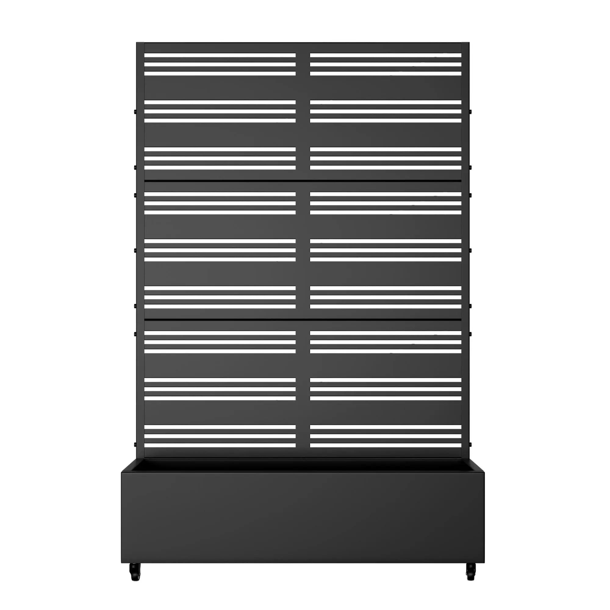 Set of Two Black Striped Galvanized Metal Rectangular Planter Box Homeroots Outdoor