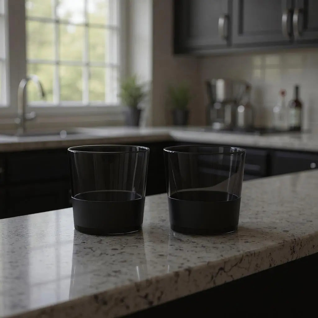 Set of Two Black Tritan Plastic Straight Shape Stemless Whiskey Glass Homeroots Kitchen & Dining