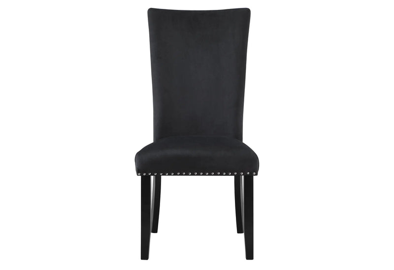 Set of Two Black Upholstered Velvet Dining Side Chairs Homeroots Kitchen & Dining
