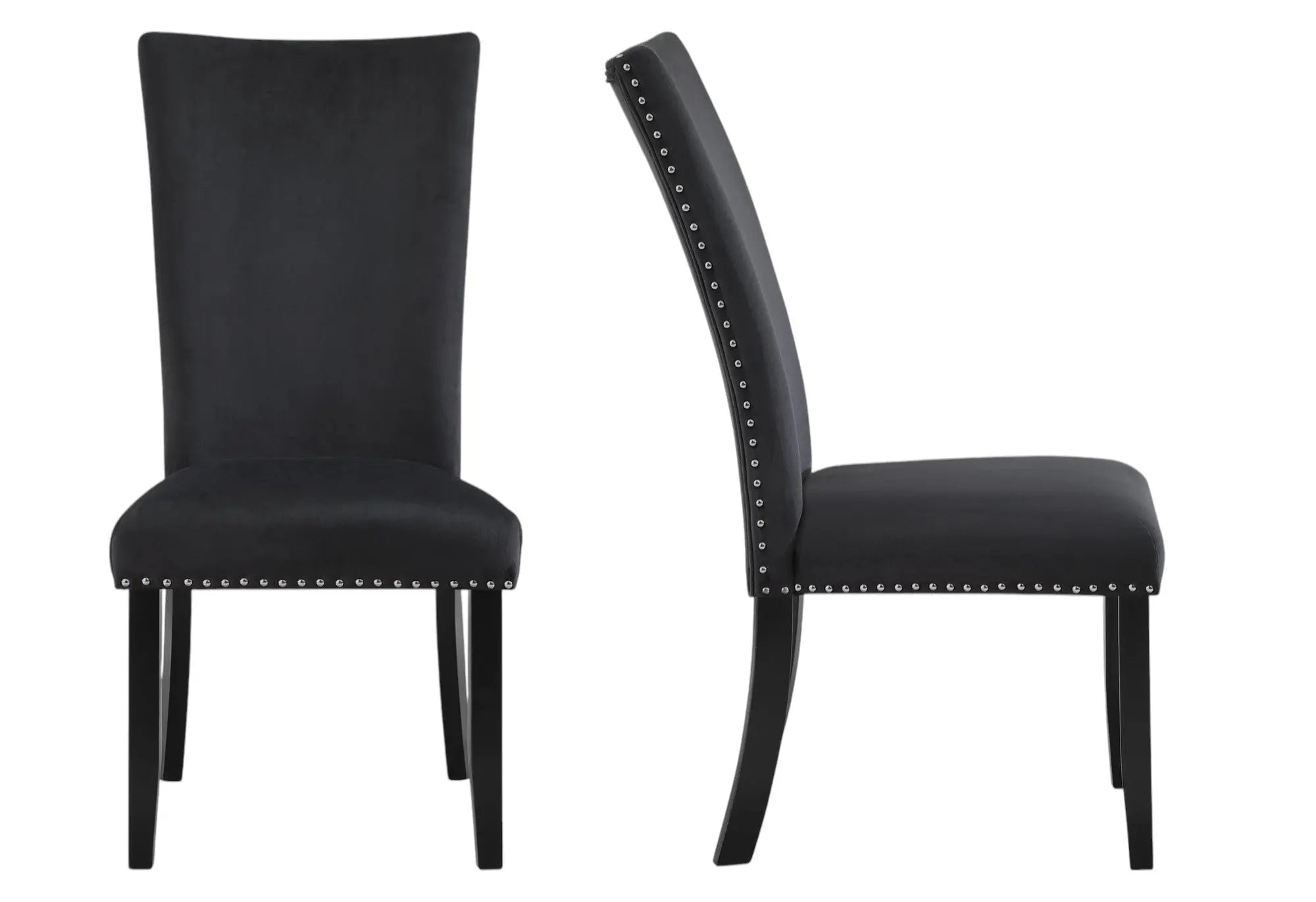 Set of Two Black Upholstered Velvet Dining Side Chairs Homeroots Kitchen & Dining