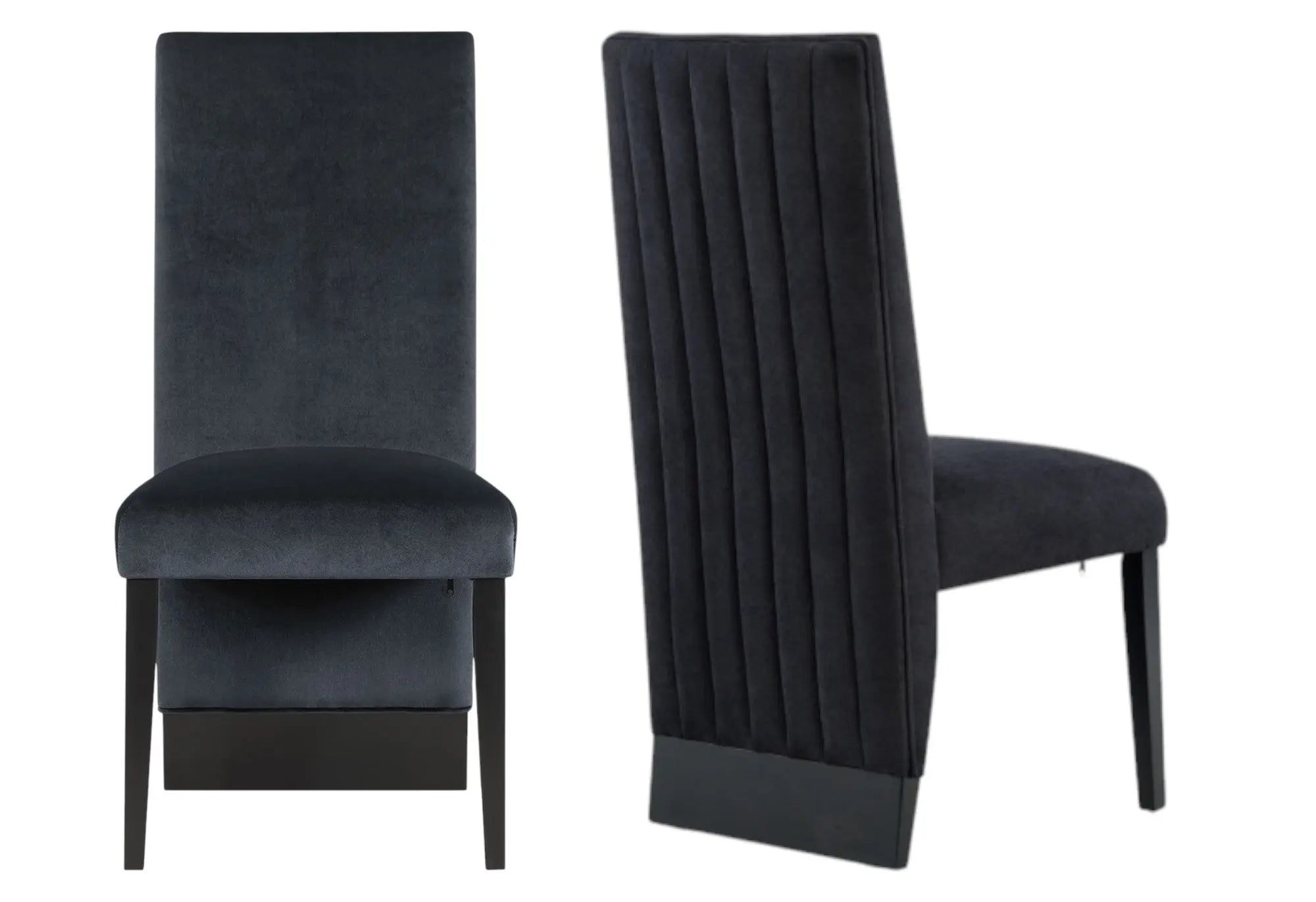 Set of Two Black Upholstered Velvet Dining Side Chairs Homeroots Kitchen & Dining