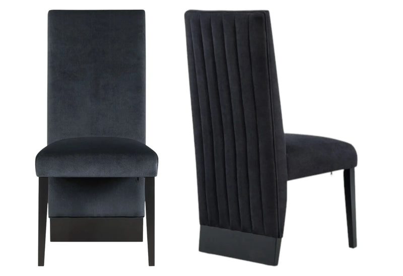 Set of Two Black Upholstered Velvet Dining Side Chairs Homeroots Kitchen & Dining