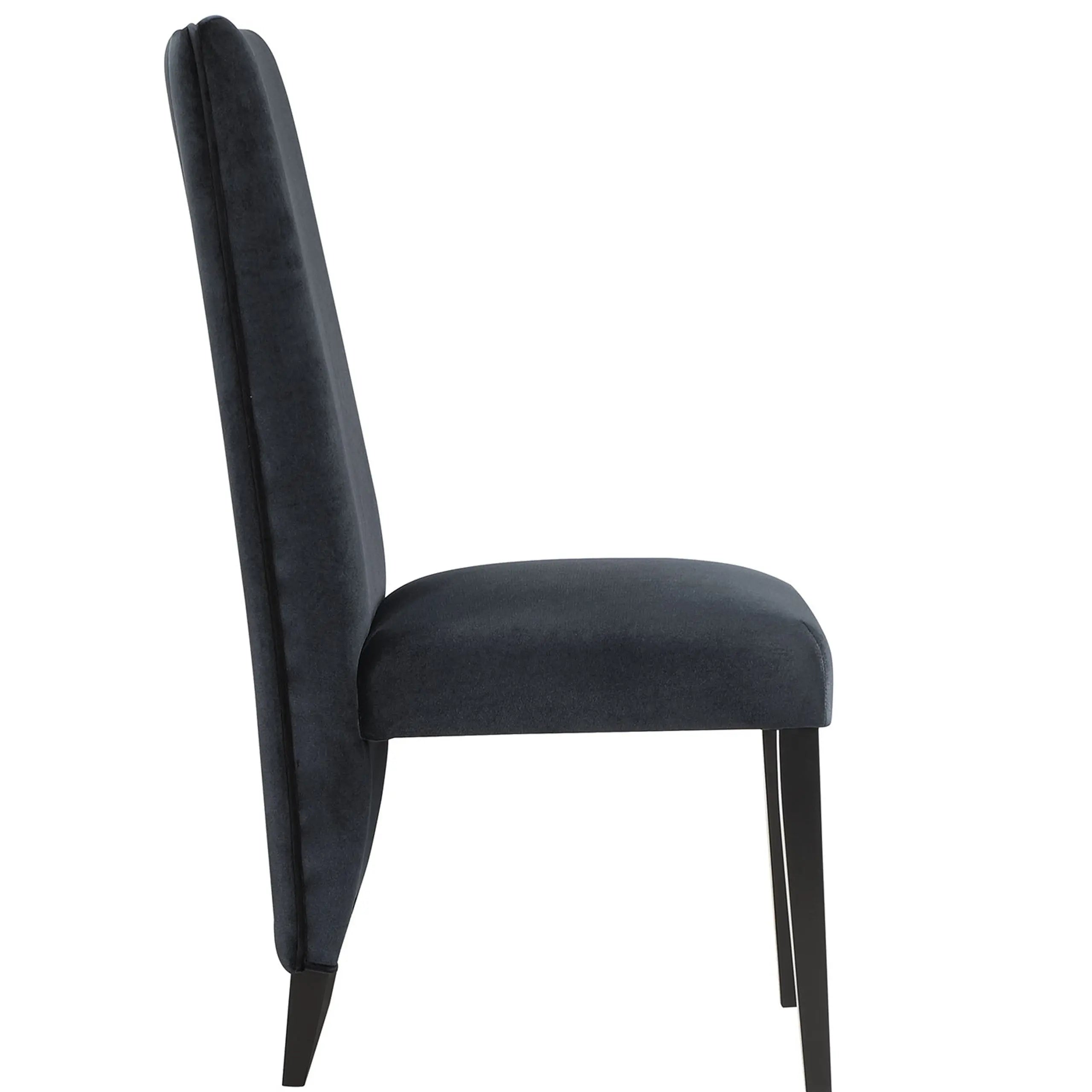 Set of Two Black Upholstered Velvet Dining Side Chairs Homeroots Kitchen & Dining