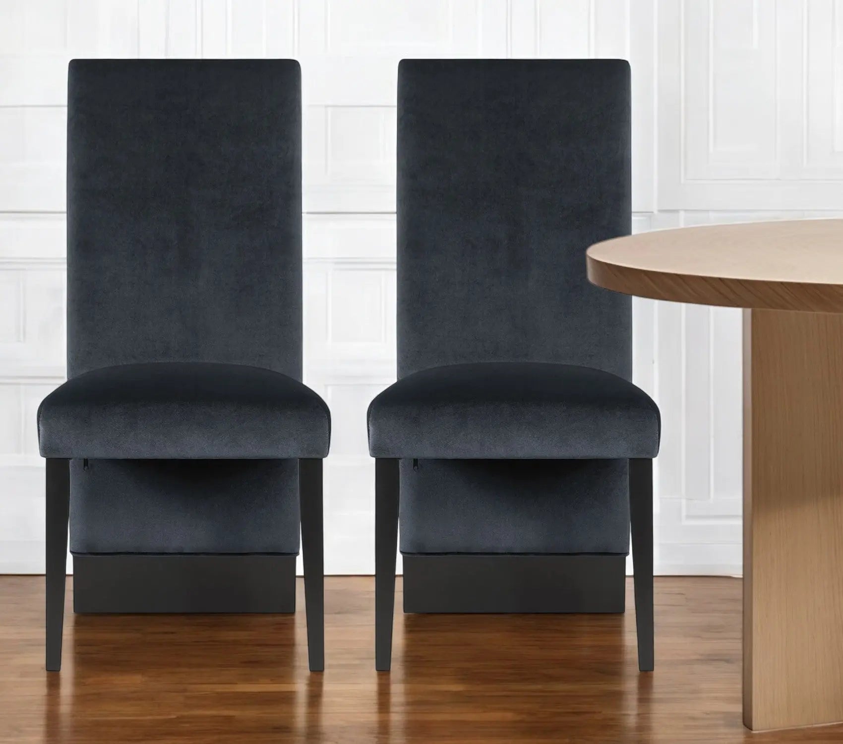 Set of Two Black Upholstered Velvet Dining Side Chairs Homeroots Kitchen & Dining