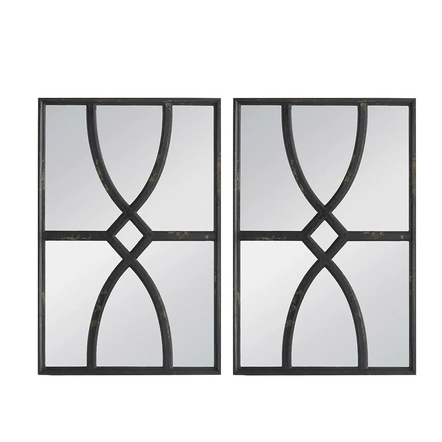 Set of Two Black Wood Framed Accent Mirror Homeroots Bed & Bath