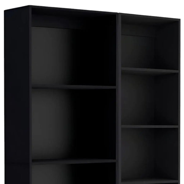 Set of Two Black Wood Multi Tier Bookcases Homeroots Office