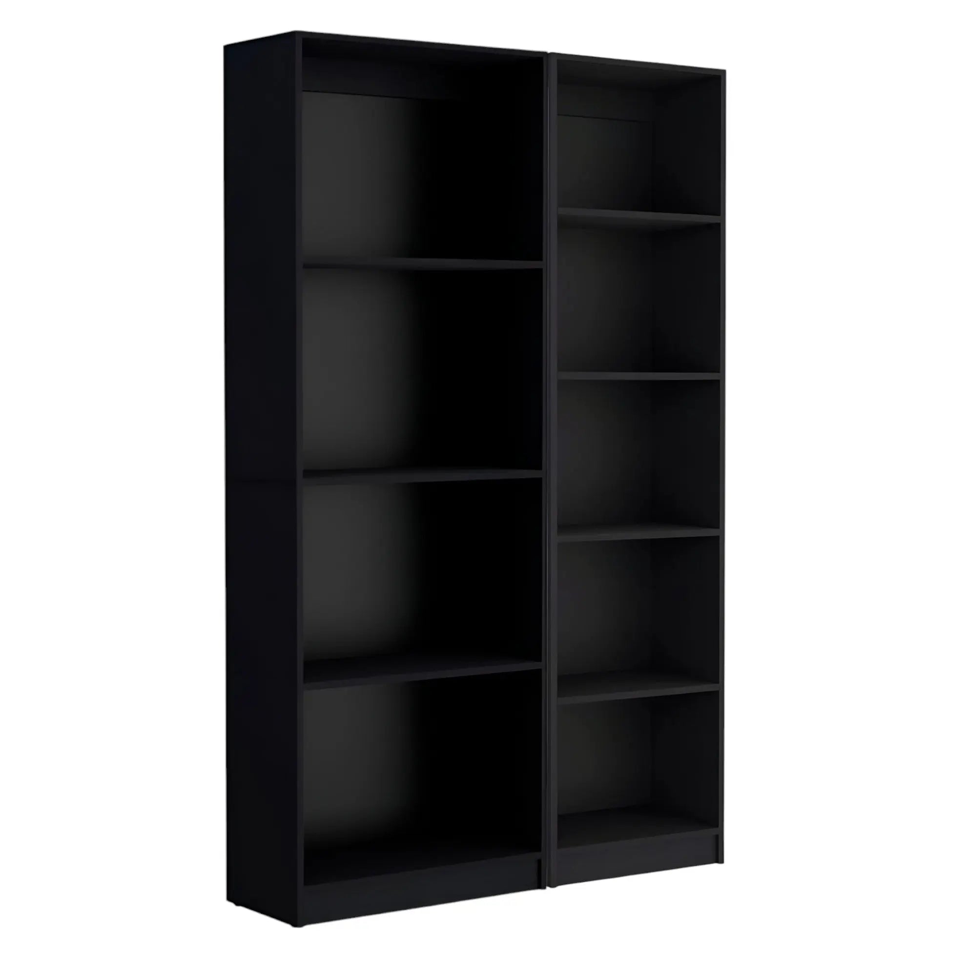 Set of Two Black Wood Multi Tier Bookcases Homeroots Office