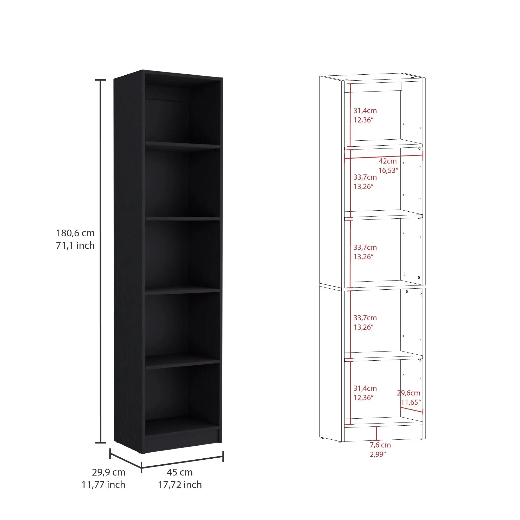 Set of Two Black Wood Multi Tier Bookcases Homeroots Office