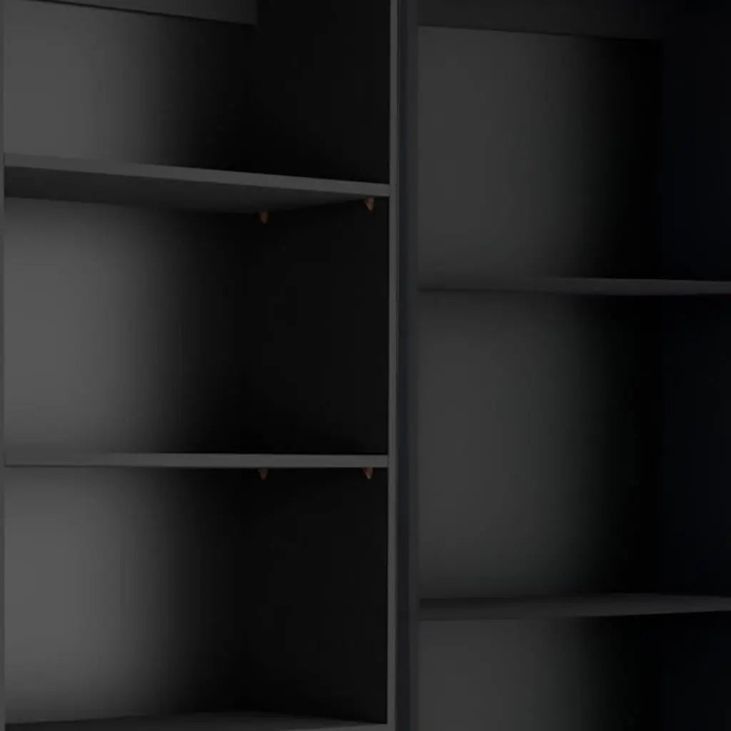 Set of Two Black Wood Multi Tier Bookcases Homeroots Office