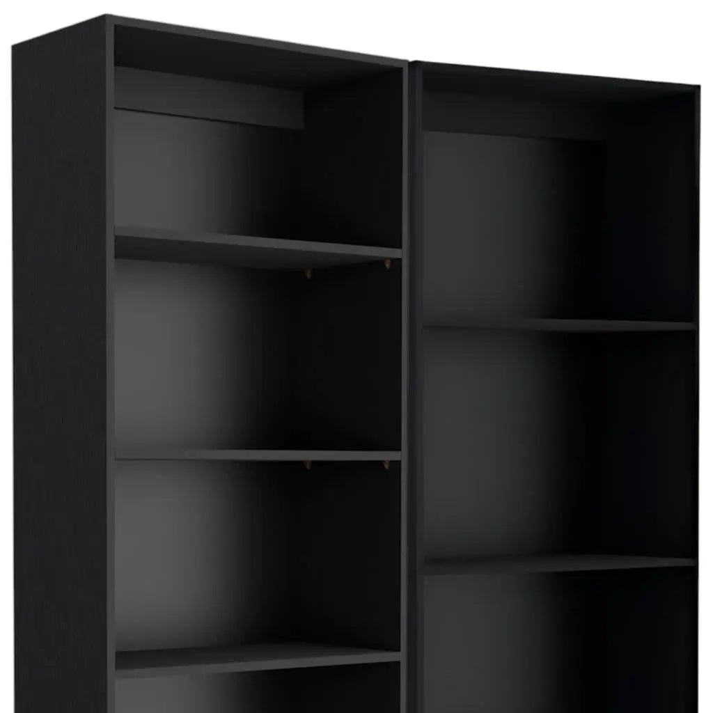 Set of Two Black Wood Multi Tier Bookcases Homeroots Office