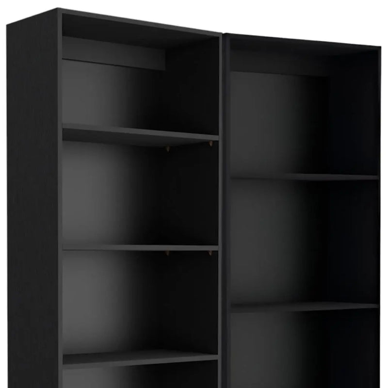 Set of Two Black Wood Multi Tier Bookcases Homeroots Office