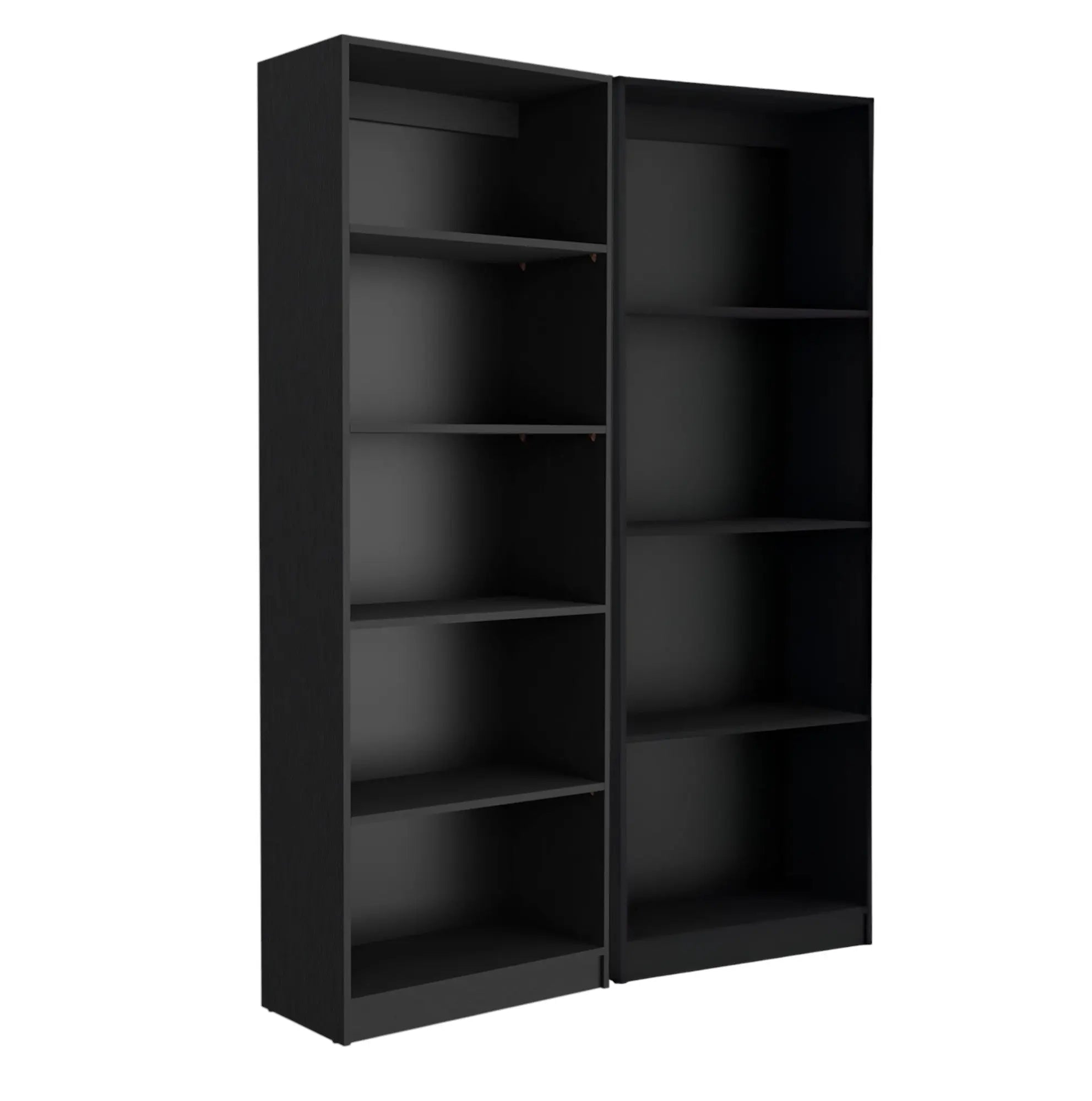 Set of Two Black Wood Multi Tier Bookcases Homeroots Office