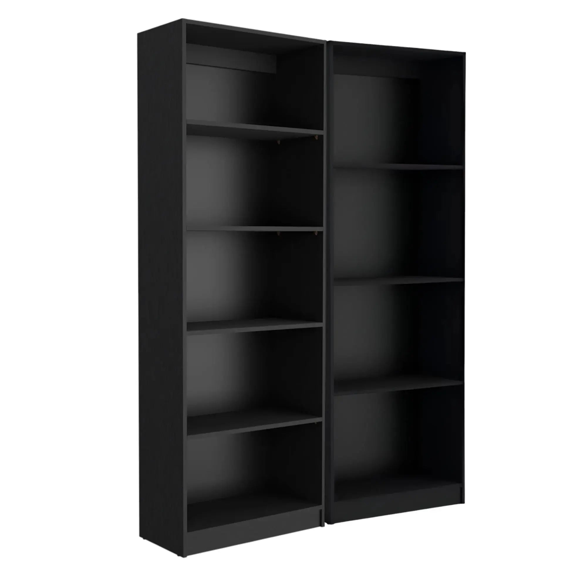 Set of Two Black Wood Multi Tier Bookcases Homeroots Office