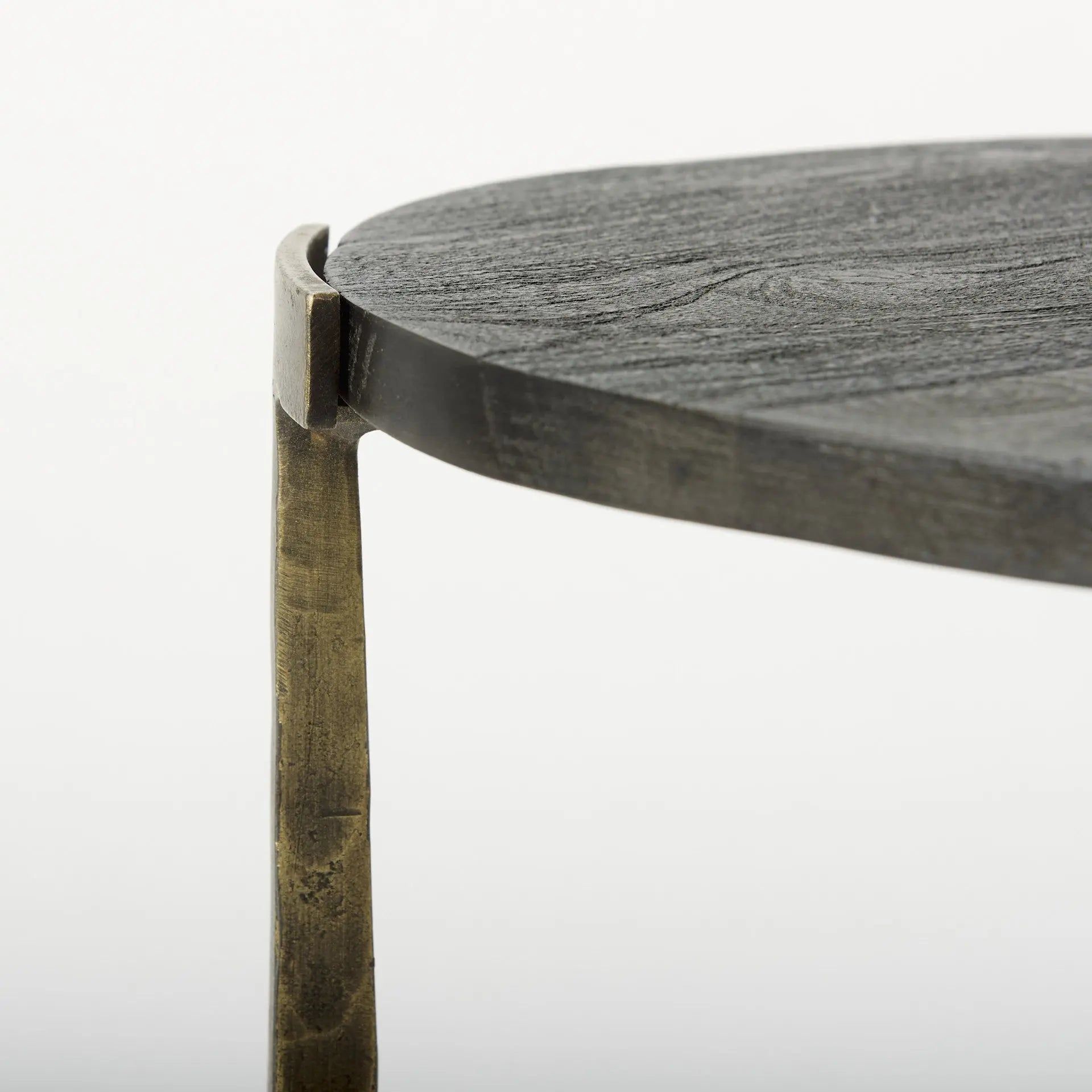Set of Two Black and Antiqued Gold Distressed Solid Wood and Iron Round Cross Legs Nested Tables Homeroots Living Room