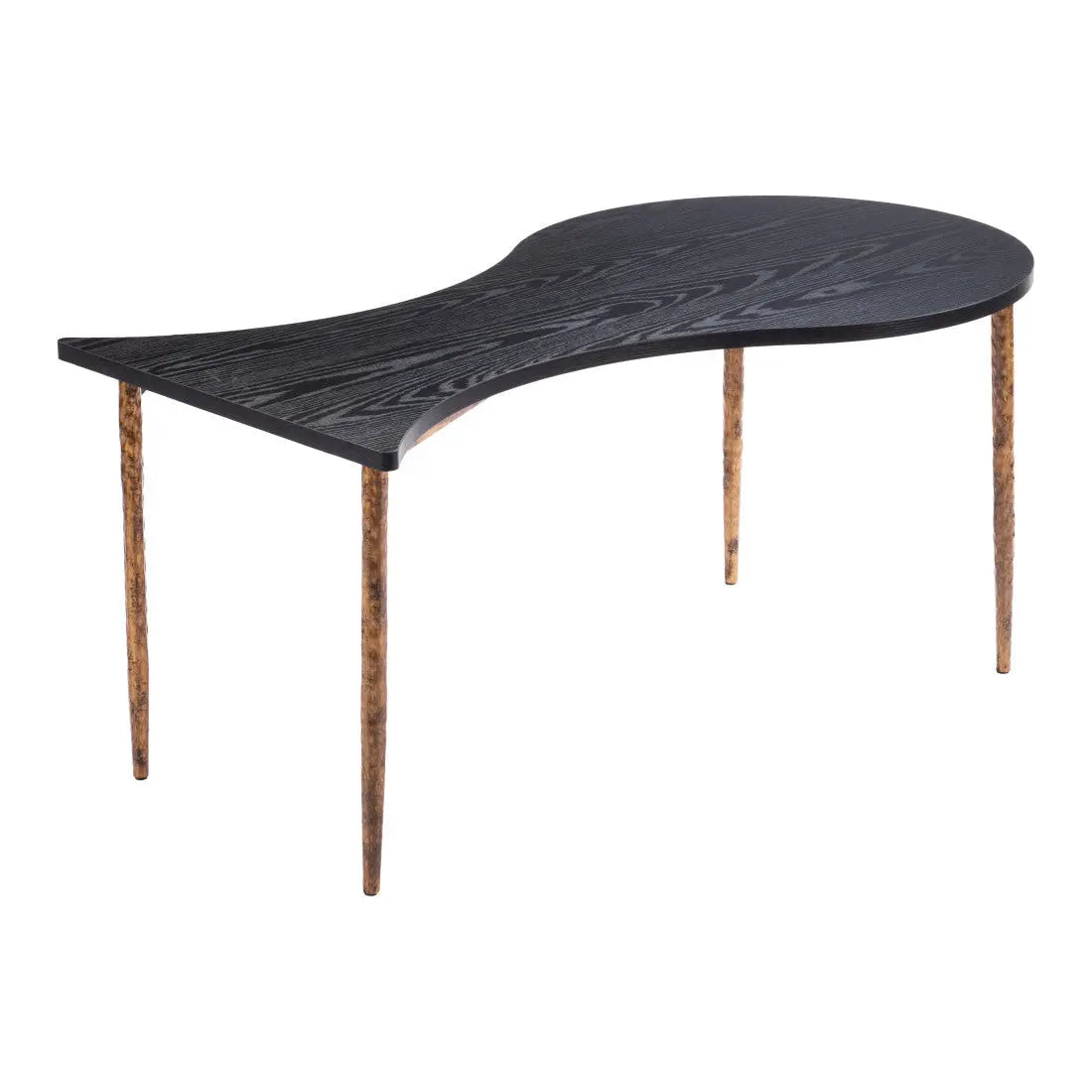 Set of Two Black and Bronze Wood and Steel Free Form Coffee And End Table Homeroots Living Room
