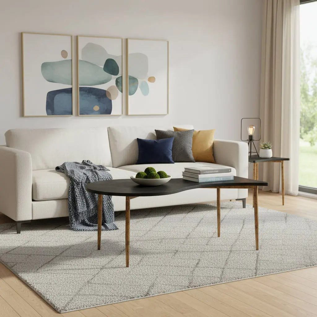 Set of Two Black and Bronze Wood and Steel Free Form Coffee And End Table Homeroots Living Room