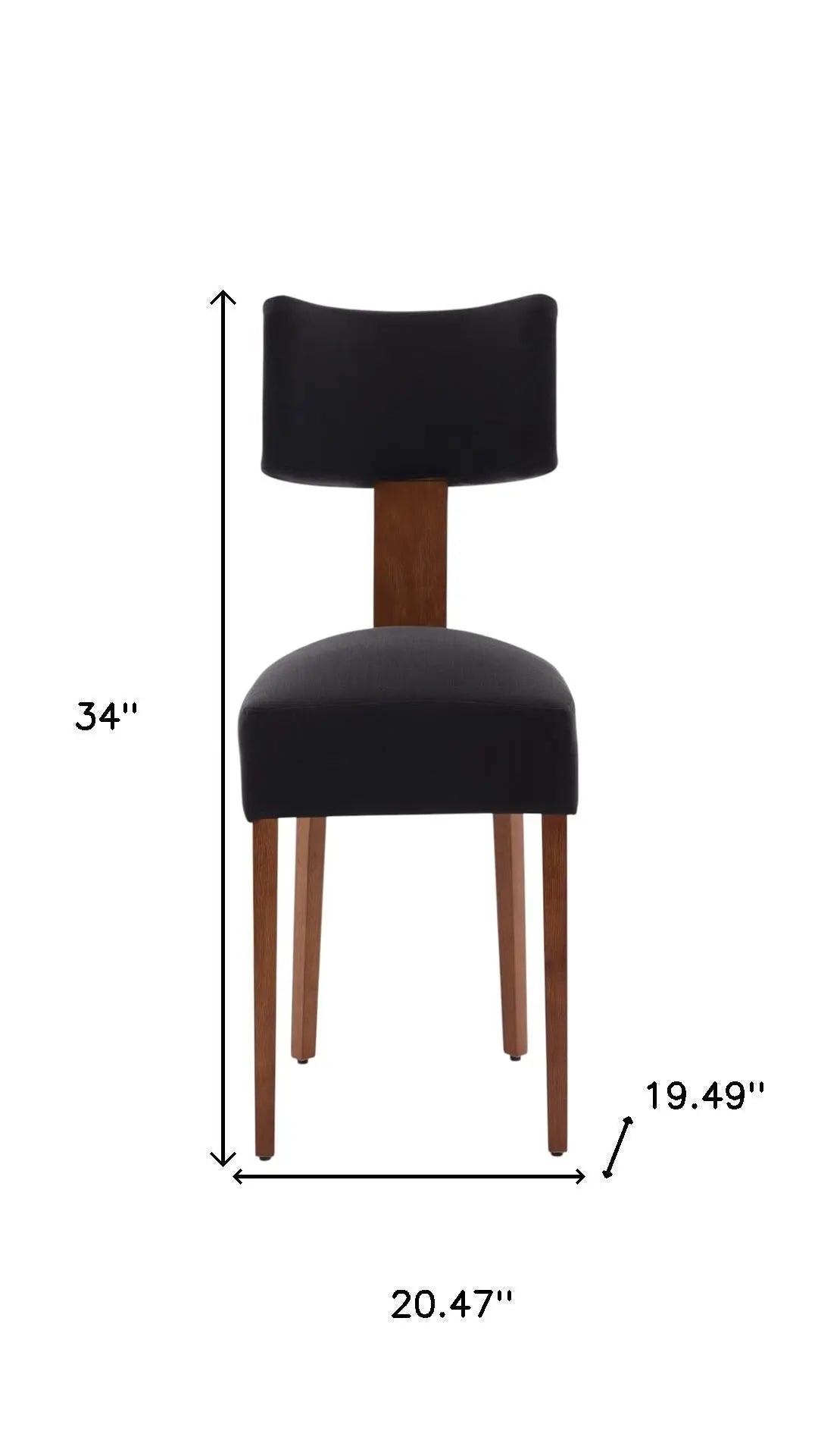 Set of Two Black and Brown Linen Dining Side Chairs Homeroots Kitchen & Dining