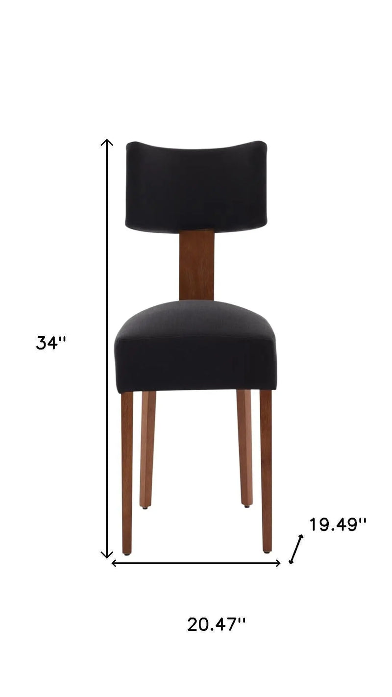 Set of Two Black and Brown Linen Dining Side Chairs Homeroots Kitchen & Dining