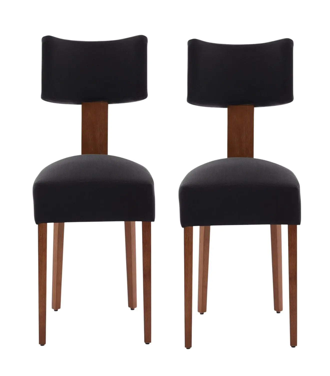 Set of Two Black and Brown Linen Dining Side Chairs Homeroots Kitchen & Dining