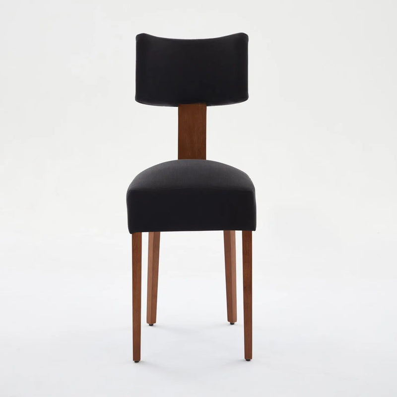 Set of Two Black and Brown Linen Dining Side Chairs Homeroots Kitchen & Dining