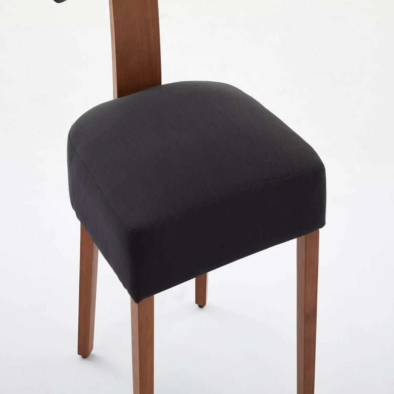 Set of Two Black and Brown Linen Dining Side Chairs Homeroots Kitchen & Dining