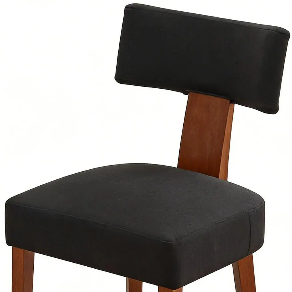 Set of Two Black and Brown Linen and Solid Wood Dining Side Chairs Homeroots Kitchen & Dining