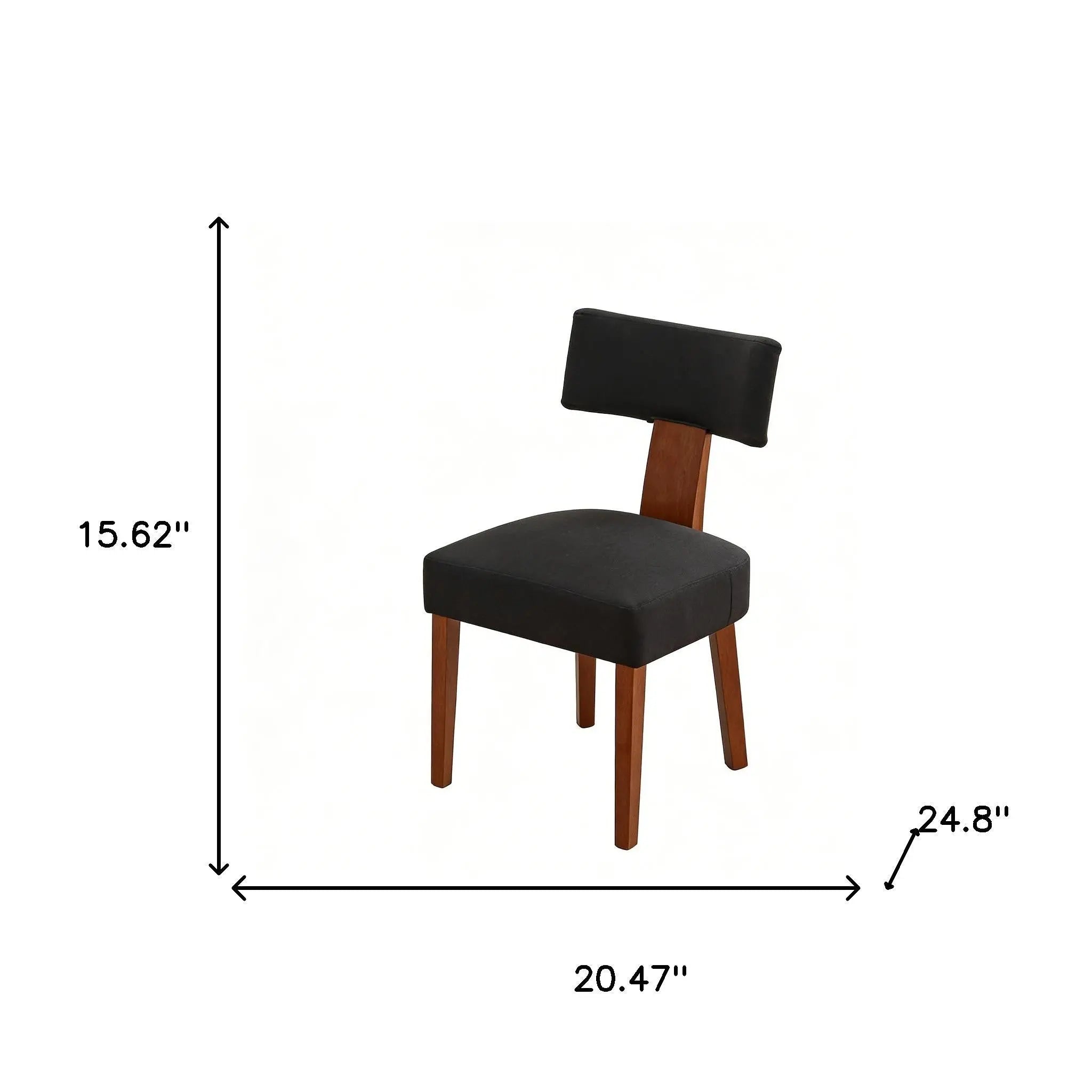 Set of Two Black and Brown Linen and Solid Wood Dining Side Chairs Homeroots Kitchen & Dining