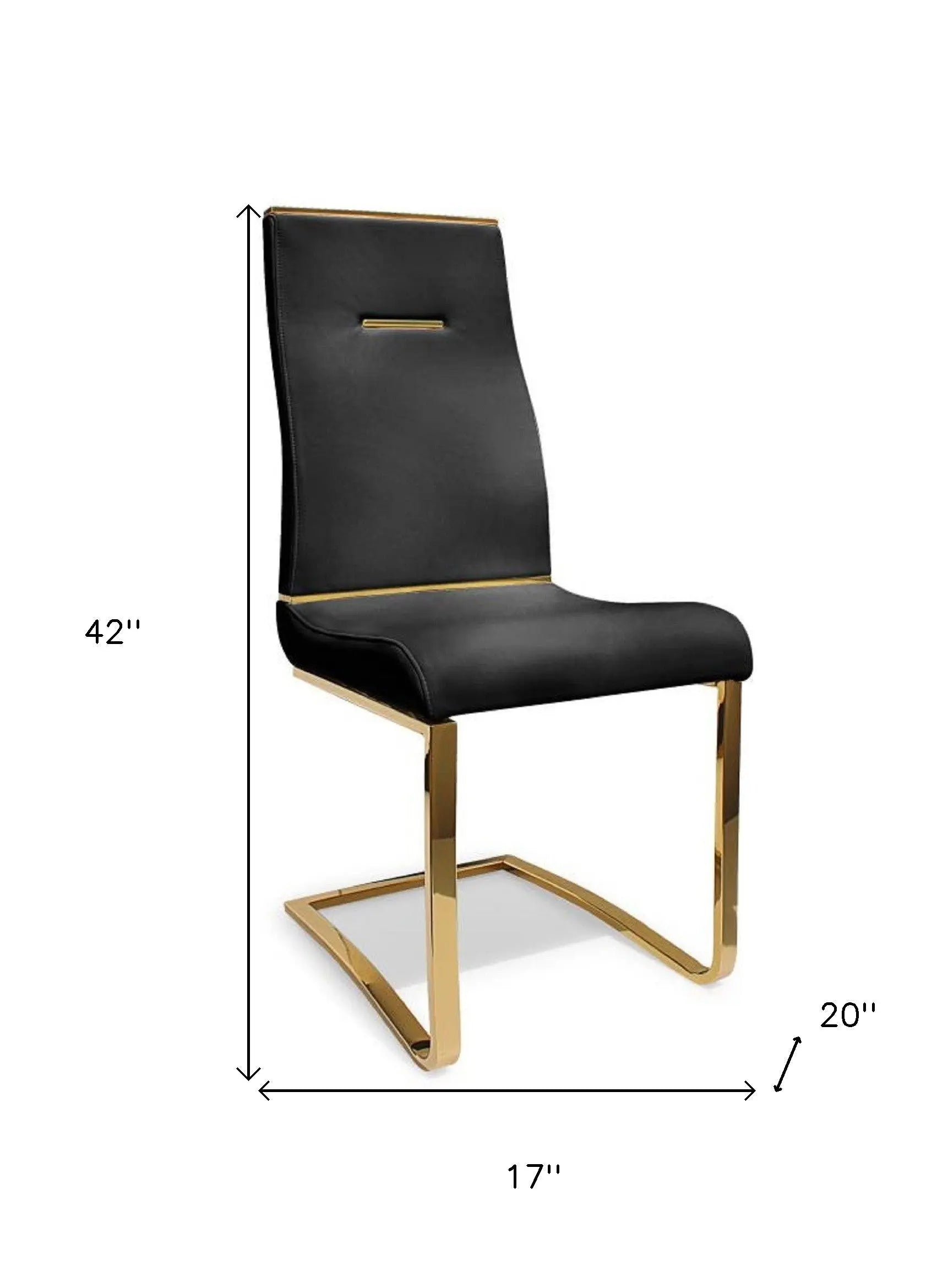 Set of Two Black and Gold Faux Leather Dining Side Chairs Homeroots Kitchen & Dining