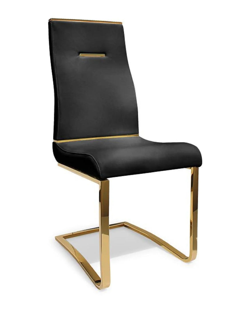 Set of Two Black and Gold Faux Leather Dining Side Chairs Homeroots Kitchen & Dining
