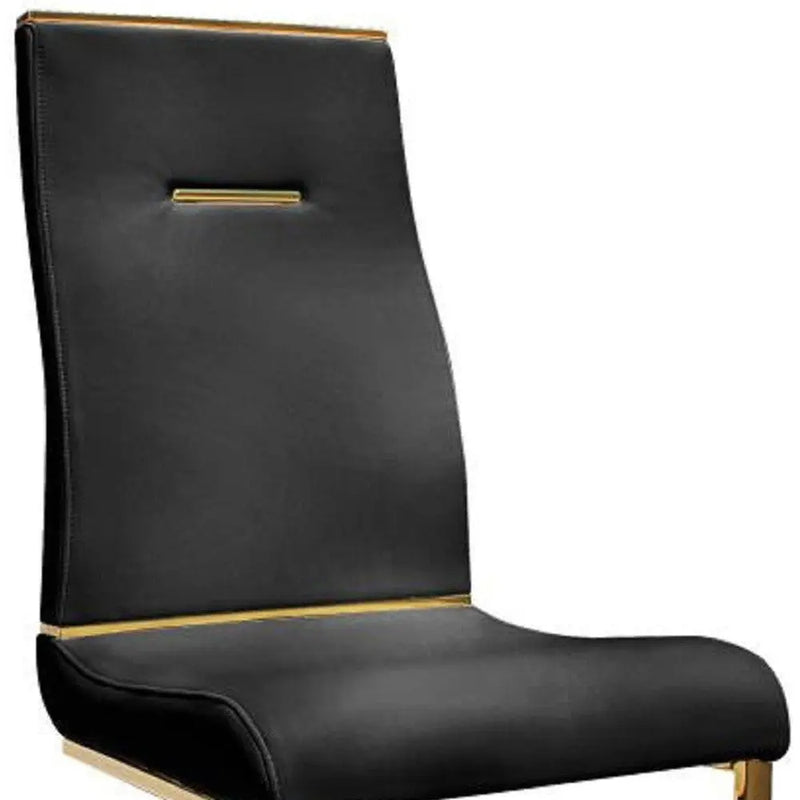 Set of Two Black and Gold Faux Leather Dining Side Chairs Homeroots Kitchen & Dining