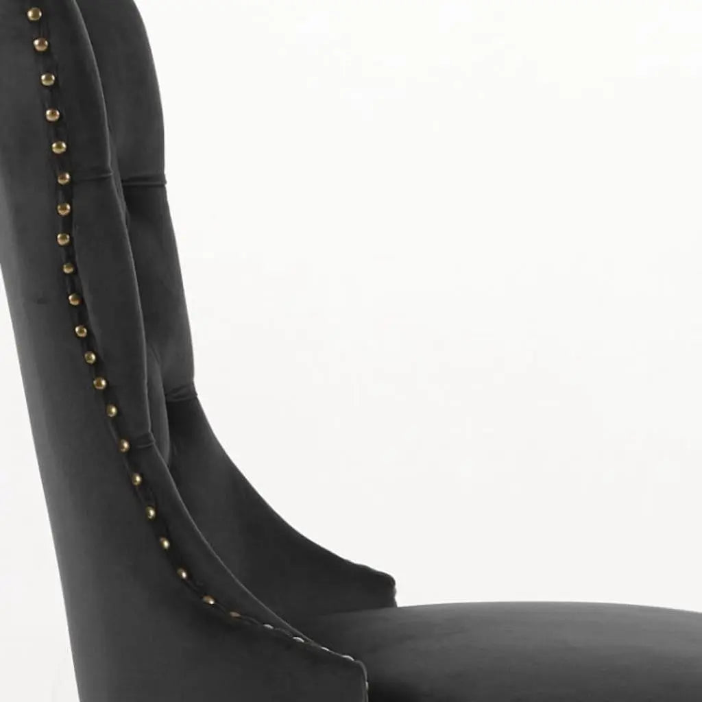 Set of Two Black and Gold Tufted Velvet Dining Side Chairs Homeroots Kitchen & Dining
