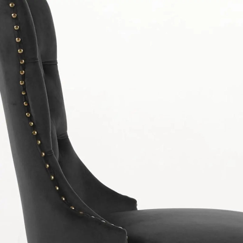 Set of Two Black and Gold Tufted Velvet Dining Side Chairs Homeroots Kitchen & Dining