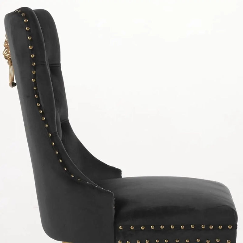 Set of Two Black and Gold Tufted Velvet Dining Side Chairs Homeroots Kitchen & Dining