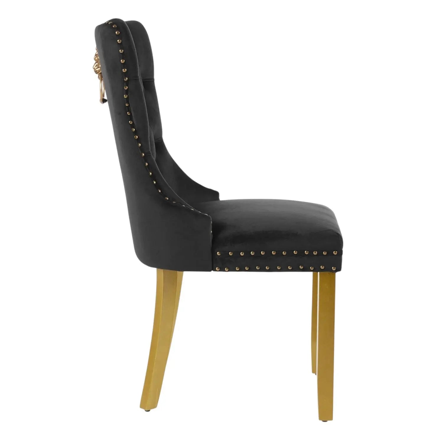 Set of Two Black and Gold Tufted Velvet Dining Side Chairs Homeroots Kitchen & Dining