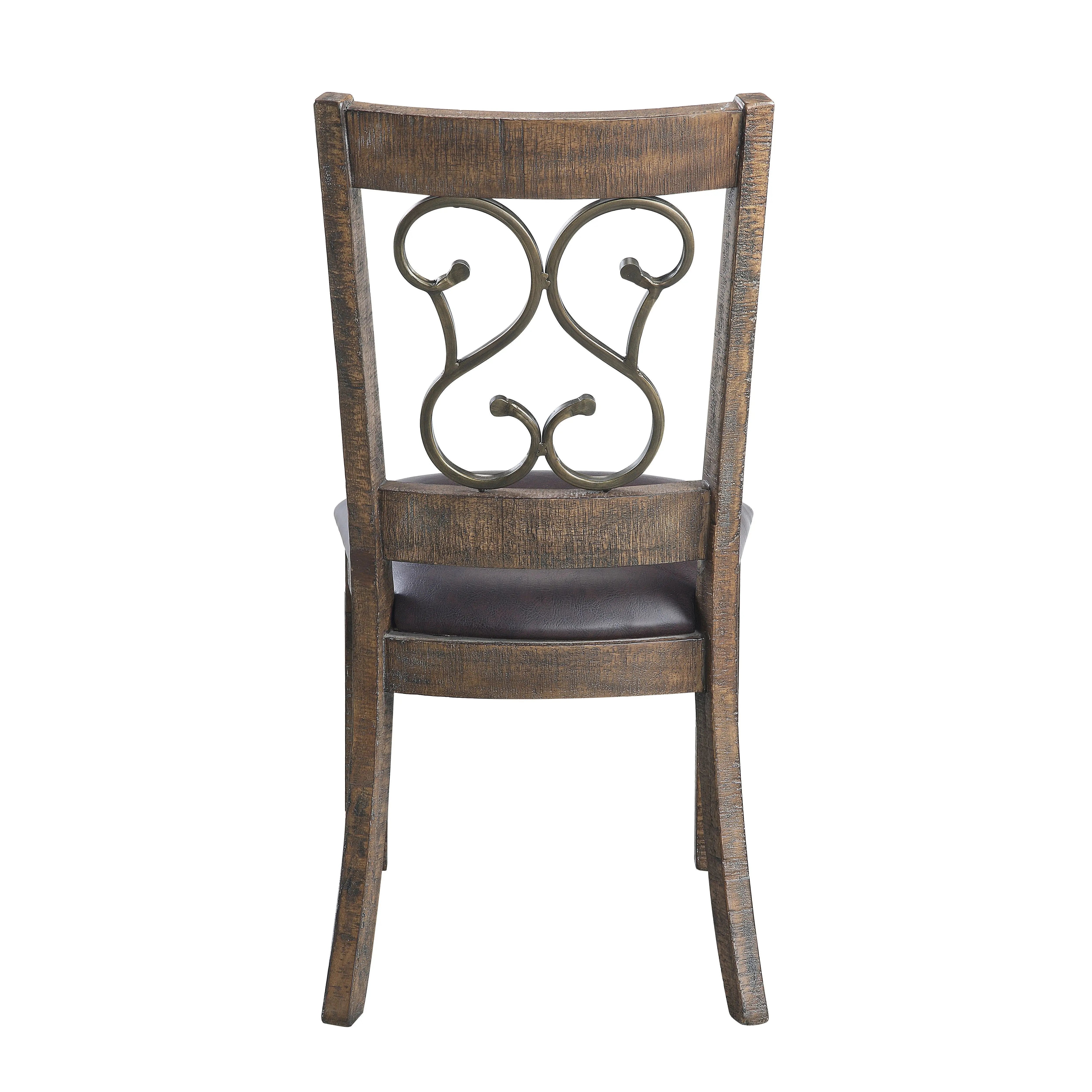 Set of Two Black and Redwood Faux Leather Open Back Dining Side Chairs Homeroots Kitchen & Dining