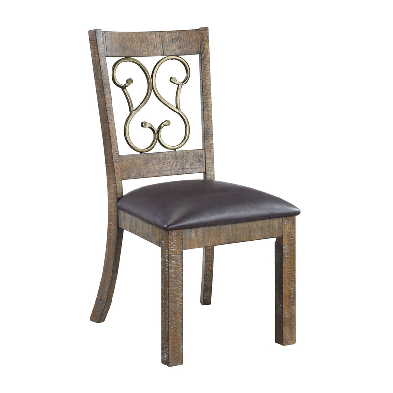 Set of Two Black and Redwood Faux Leather Open Back Dining Side Chairs Homeroots Kitchen & Dining