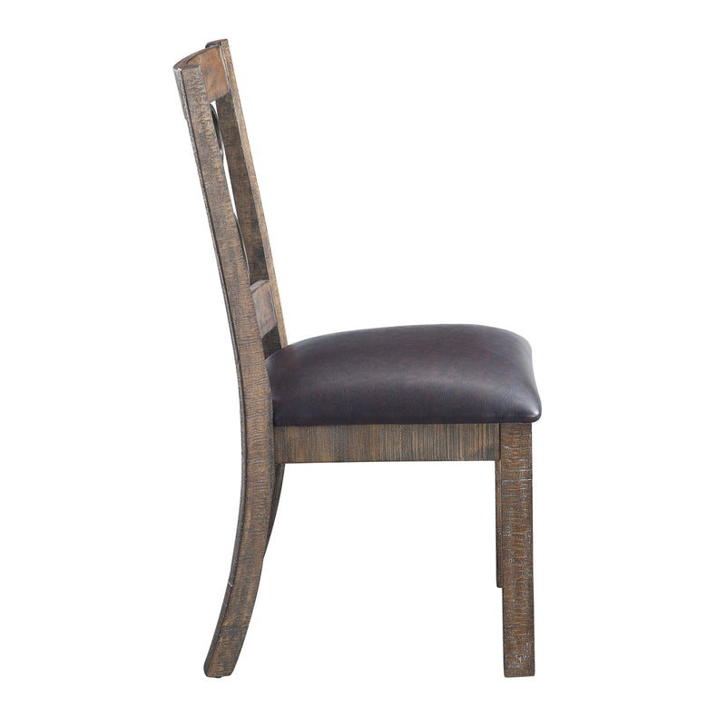 Set of Two Black and Redwood Faux Leather Open Back Dining Side Chairs Homeroots Kitchen & Dining