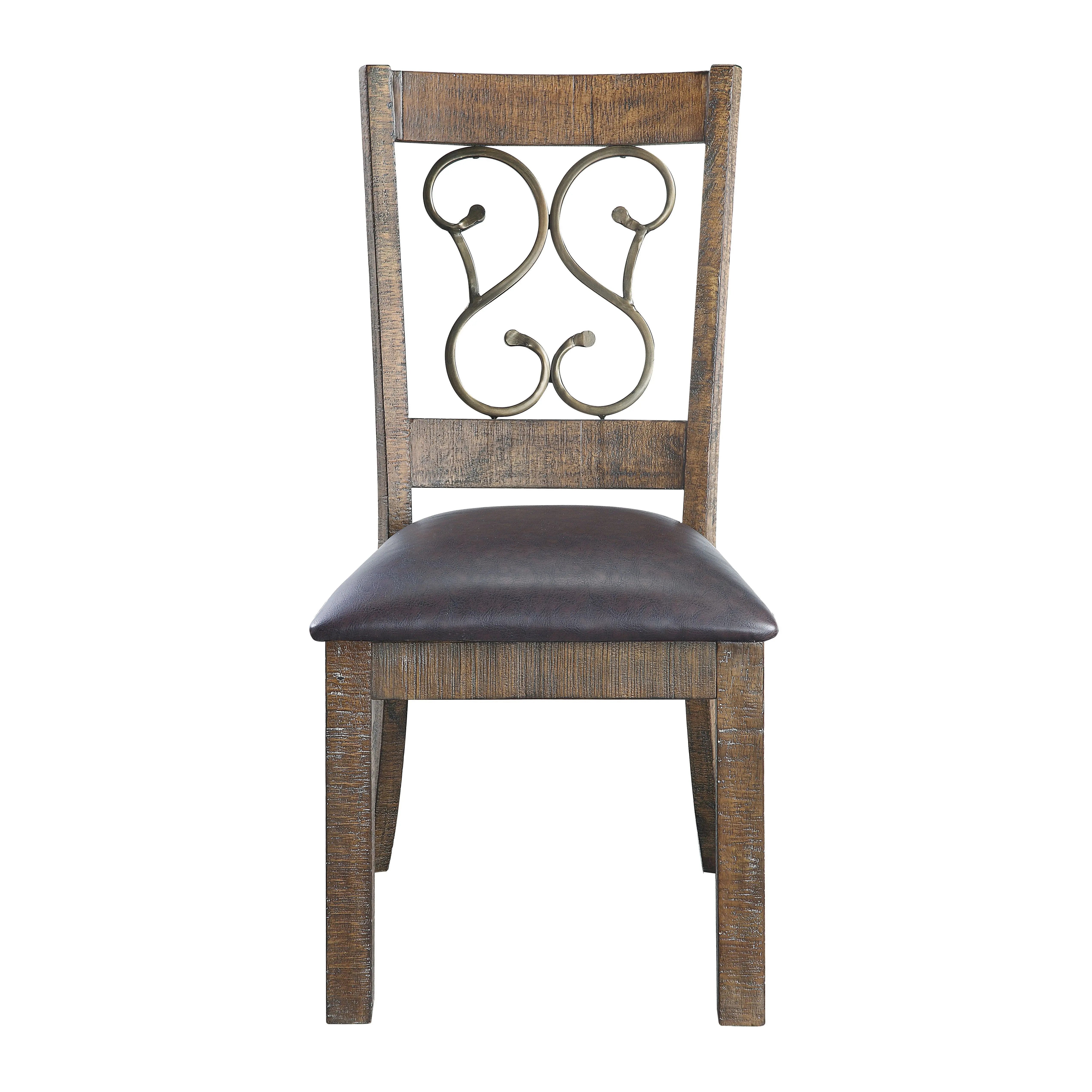 Set of Two Black and Redwood Faux Leather Open Back Dining Side Chairs Homeroots Kitchen & Dining