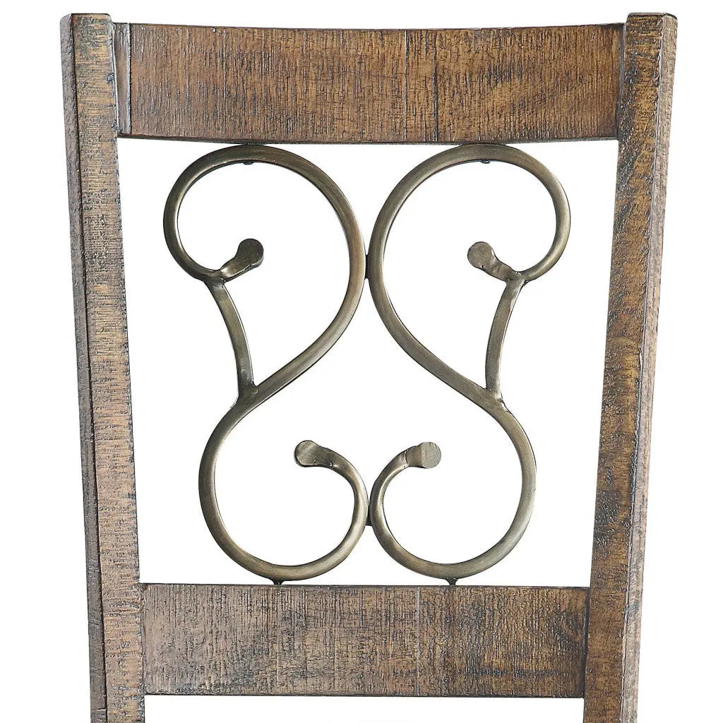 Set of Two Black and Redwood Faux Leather Open Back Dining Side Chairs Homeroots Kitchen & Dining