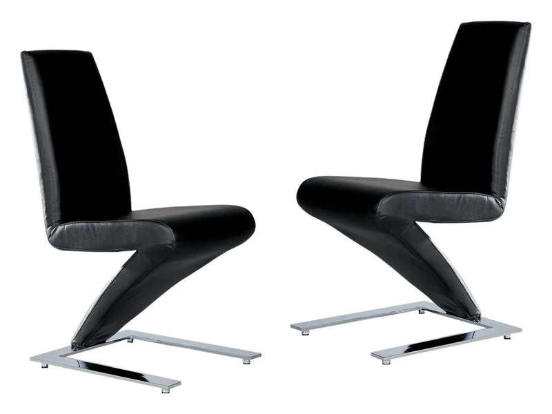 Set of Two Black and Silver Faux Leather Dining Side Chairs Homeroots Kitchen & Dining