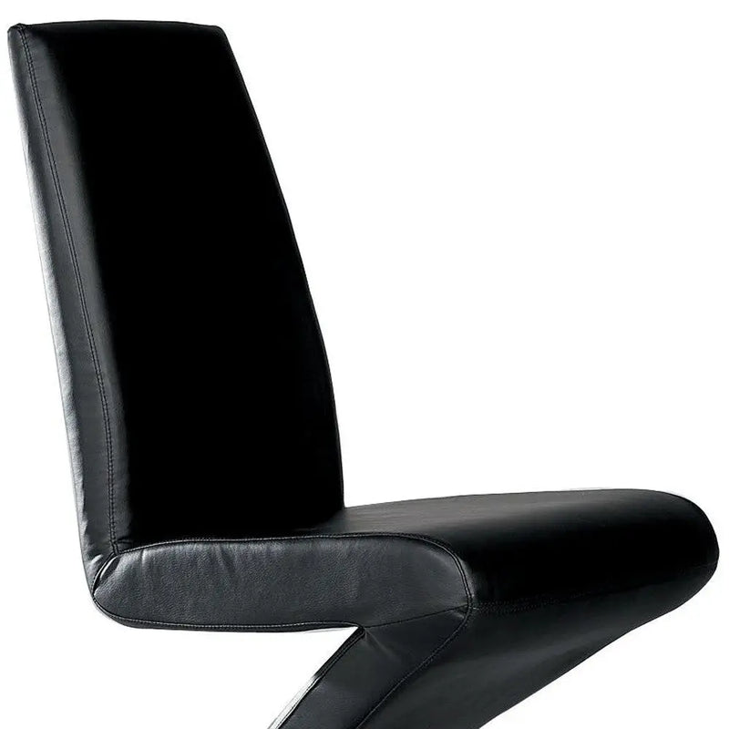 Set of Two Black and Silver Faux Leather Dining Side Chairs Homeroots Kitchen & Dining