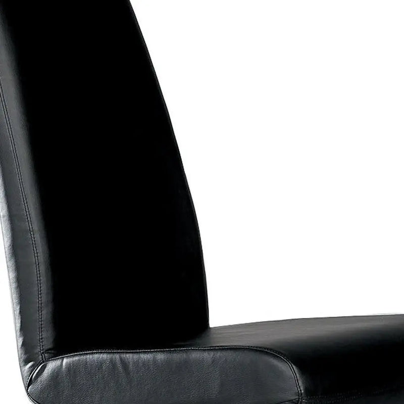 Set of Two Black and Silver Faux Leather Dining Side Chairs Homeroots Kitchen & Dining